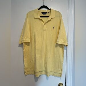 POLO GOLF RALPH LAUREN XXL Pique Pale Yellow Cotton Polo Short Sleeve Shirt.